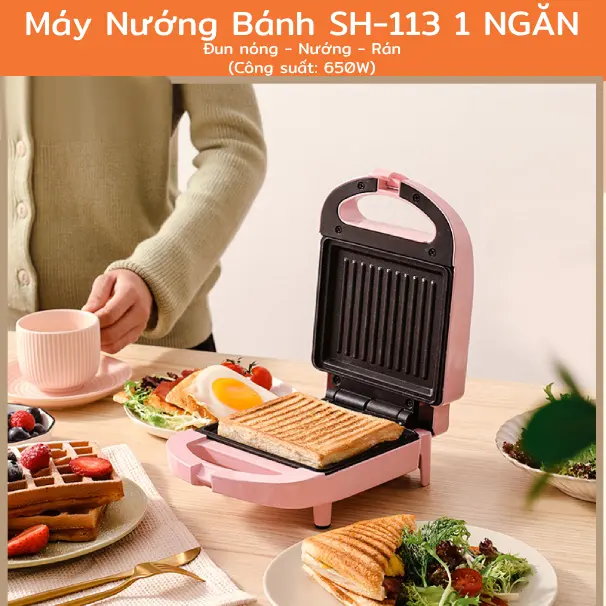 Máy Nướng Bánh Mì Sandwich Rán Trứng Rán Thịt Làm Đồ Ăn Sáng 1 và 2 Ngăn Làm Nóng Nhanh Phù Hợp Cho Gia Đình | Phụ Kiện Thông Minh 247 VN 5