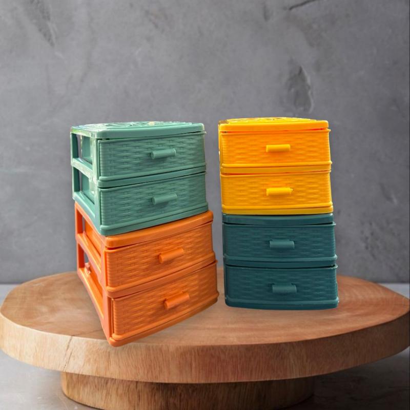 2 Tier Mini Drawer Multipurpose Storage Box Drawer Desk Organizer ...