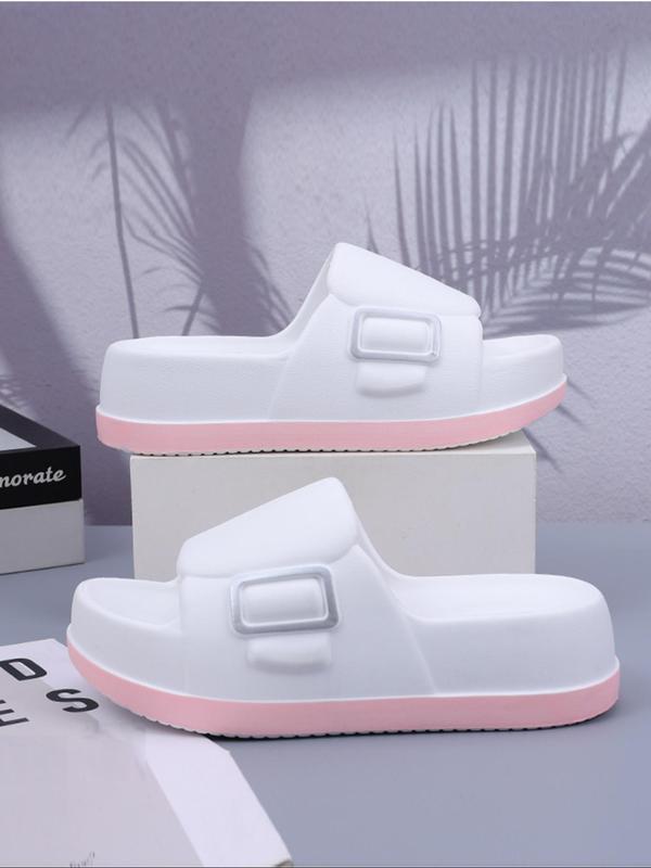 Women's Colorblock Platform Slides, Casual Comfortable Soft Sole Slippers for Indoor Outdoor Wear, Non-slip Slippers for Summer Beach, Walking Shoes 5