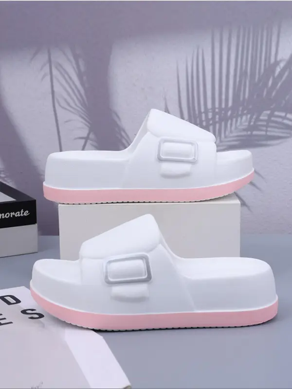 Women's Colorblock Platform Slides, Casual Comfortable Soft Sole Slippers for Indoor Outdoor Wear, Non-slip Slippers for Summer Beach, Walking Shoes 5