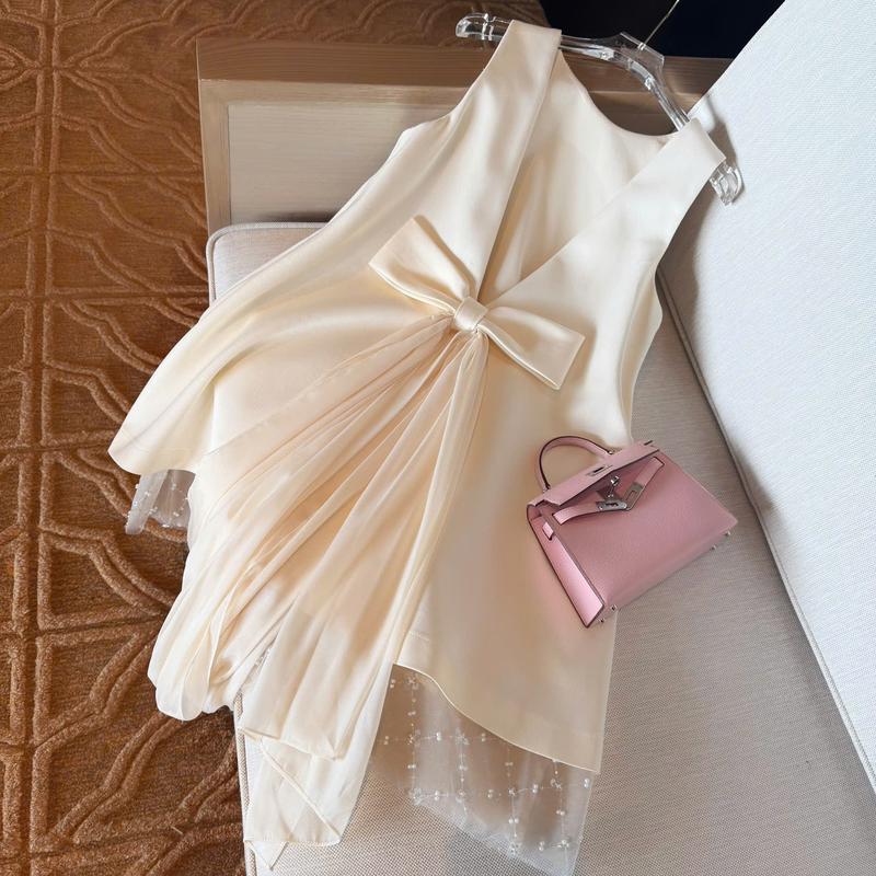 [CHOUCHOU-DOANNGANCHAU] - Đầm Nữ - Đầm Suôn Nơ Lưng - Đơn Giản - Dễ Thương Women Dress Nhung Kem 6
