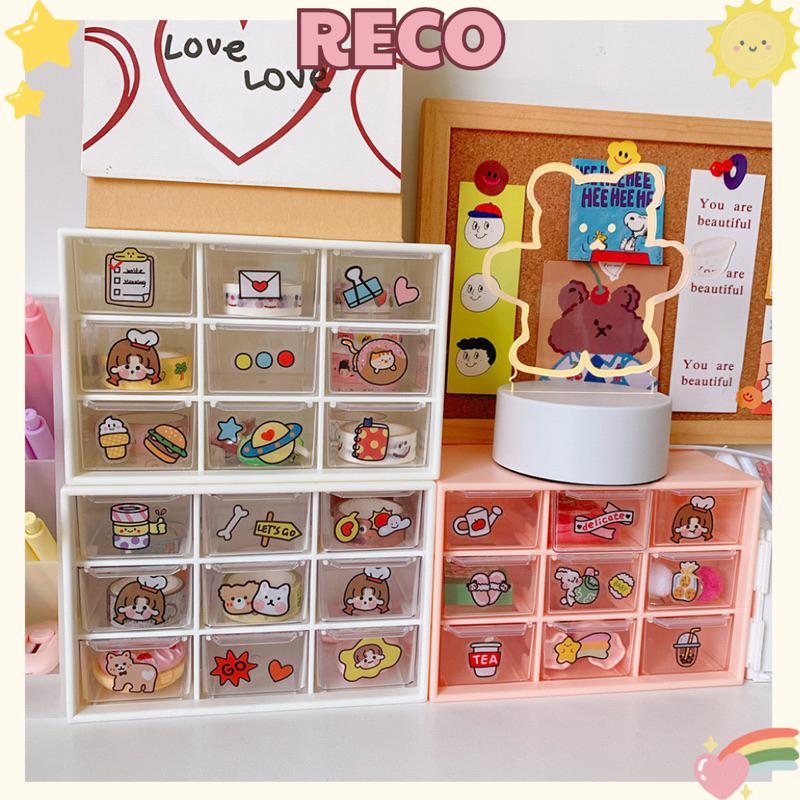 Hộp nhựa Mini 9 Ngăn Để Bàn Kệ Nhựa Đựng Đồ Decor Bàn Học