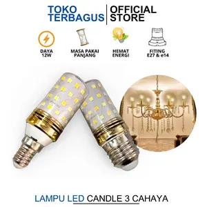 COD Lampu LED Candle Lilin Jagung 3 Warna Cahaya 12 Watt Bohlam Lampu Hias Gantung Dinding Dekorasi