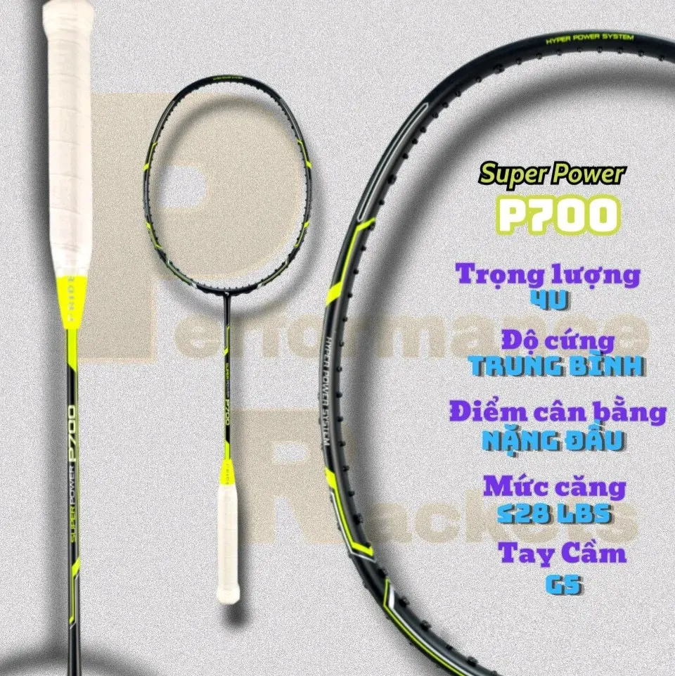 Vợt cầu lông Pride Super Power 7000 chính hãng ( màu xanh đen)-  Khung carbon căng được cao cân