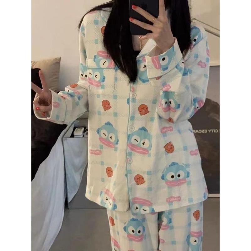 Đồ Ngủ Cá Hề Hoạt Hình, Dễ Thương, Dành Cho Nữ, Bộ Sưu Tập Mùa Xuân Và Mùa Thu, Quần Dài Tay, Hình Ảnh Cao Cấp, Thích Hợp Cho Sinh Viên Ký Túc Xá Và Mặc Nhà, Có Thể Mặc Ngoài Trời 0