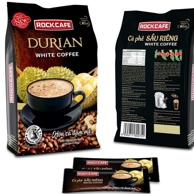 Cà Phê SẦU RIÊNG Rockcafe Túi 30 gói x 20 g - Rock cafe Vị Sầu Riêng Mẫu Mới