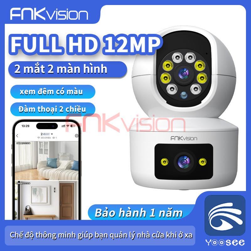Camera wifi Fnkvision 12MP có màu 2 mắt app Yoosee, đàm thoại 2 chiều, toàn cảnh 360 độ - phiên bản tiếng việt