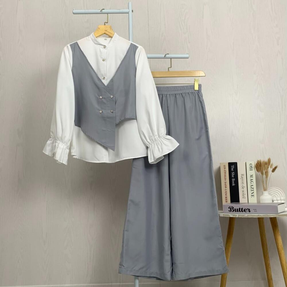 [NEW]Asaya Setelan dua potong yang stylish dan simpel: atasan + celana longgar