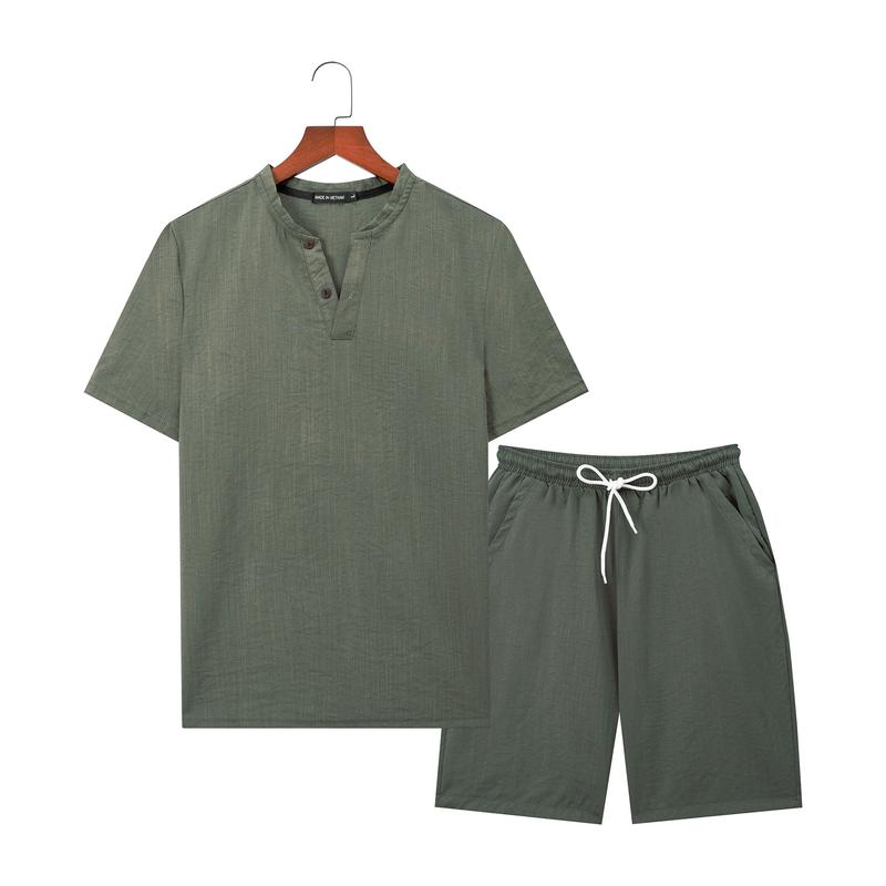 Quần Áo Đũi Nam Cổ V Tay Ngắn Quần Đùi 7 Màu Có Size Lớn Áo Menswear