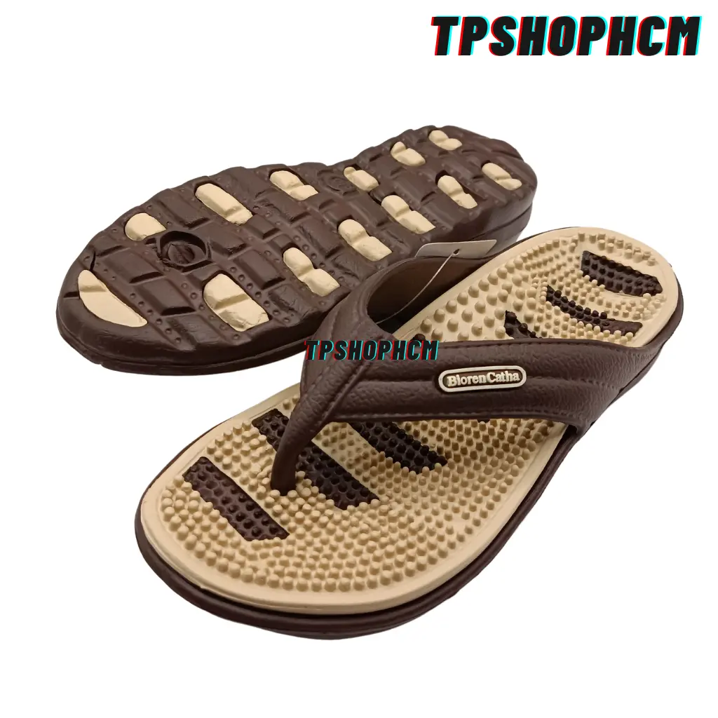 Dép kẹp Biorencatha gai massage nam nữ màu xanh , nâu đế chống trơn trượt siêu bền
