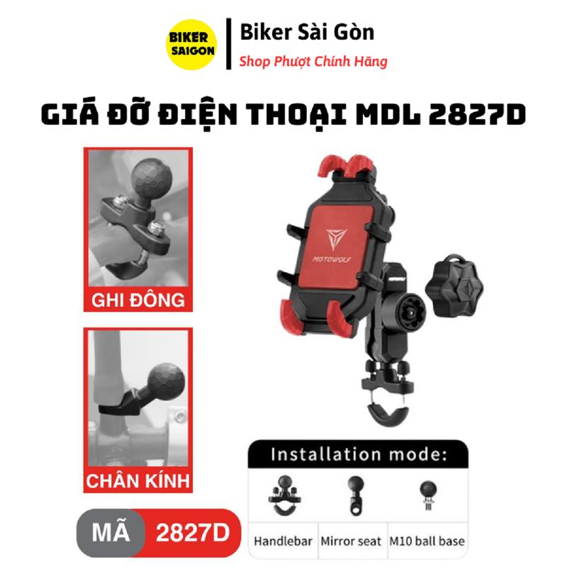 Giá Đỡ Điện Thoại Motowolf MDL 2827D Màu Đỏ KHÔNG SẠC Mới Nhất Gắn Mái Che, Camera Gopro - Motowolf Việt Nam Chính Hãng Phụ Kiện