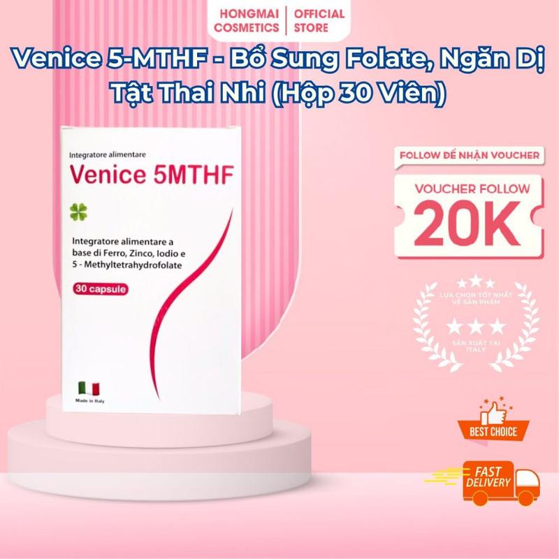 Venice 5-MTHF - Bổ Sung Folate, Ngăn Dị Tật Thai Nhi (Hộp 30 Viên) 0