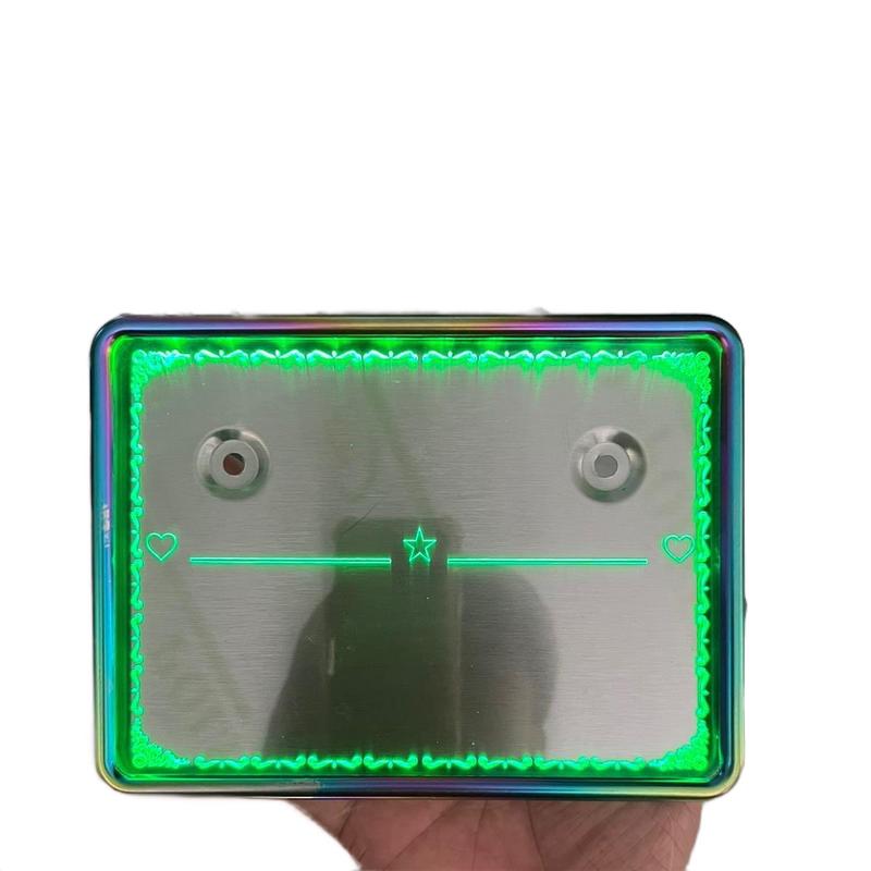 full bộ bọc biển số khung titan cho các loại xe mica có đèn led nhiều màu,có khắc viền hoa văn sáng xung quanh biển số