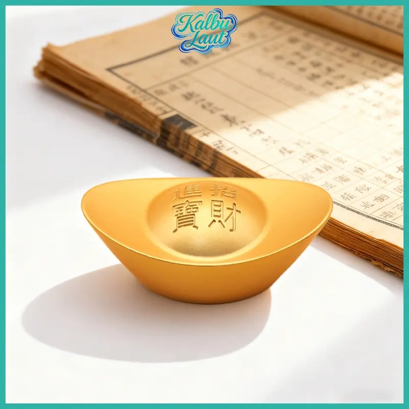 Hiasan Feng Shui Yuan Bao Alloy Emas Solid Hadiah Kreatif Imlek Bisnis Rumah Baru Acara Pernikahan