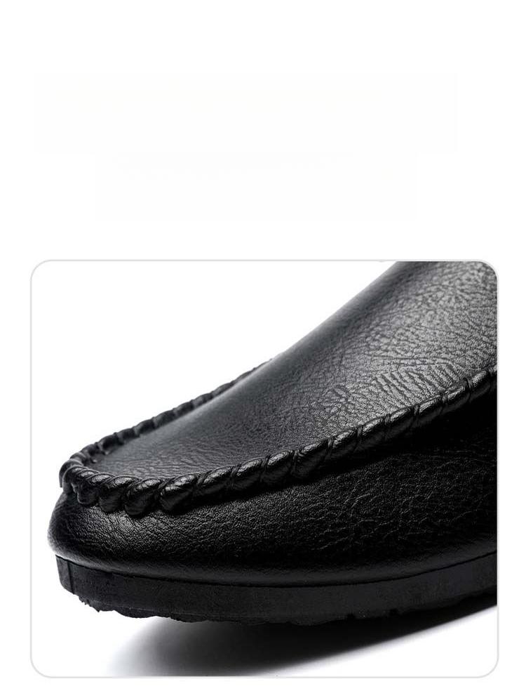 Product Introduction of Round Toe Shoes Casual Men's Slip-on Leather Shoe Flat Lightweight Breathable Dress Shoes 2024 New 8