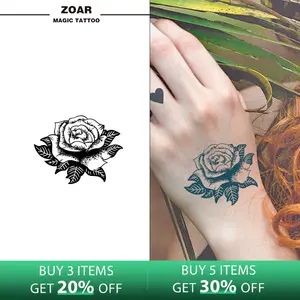 Zoartattoo M-021 stiker tato sementara  【mawar】Tahan lama Tattoo menempel dekorasi seni untuk pria dan wanita