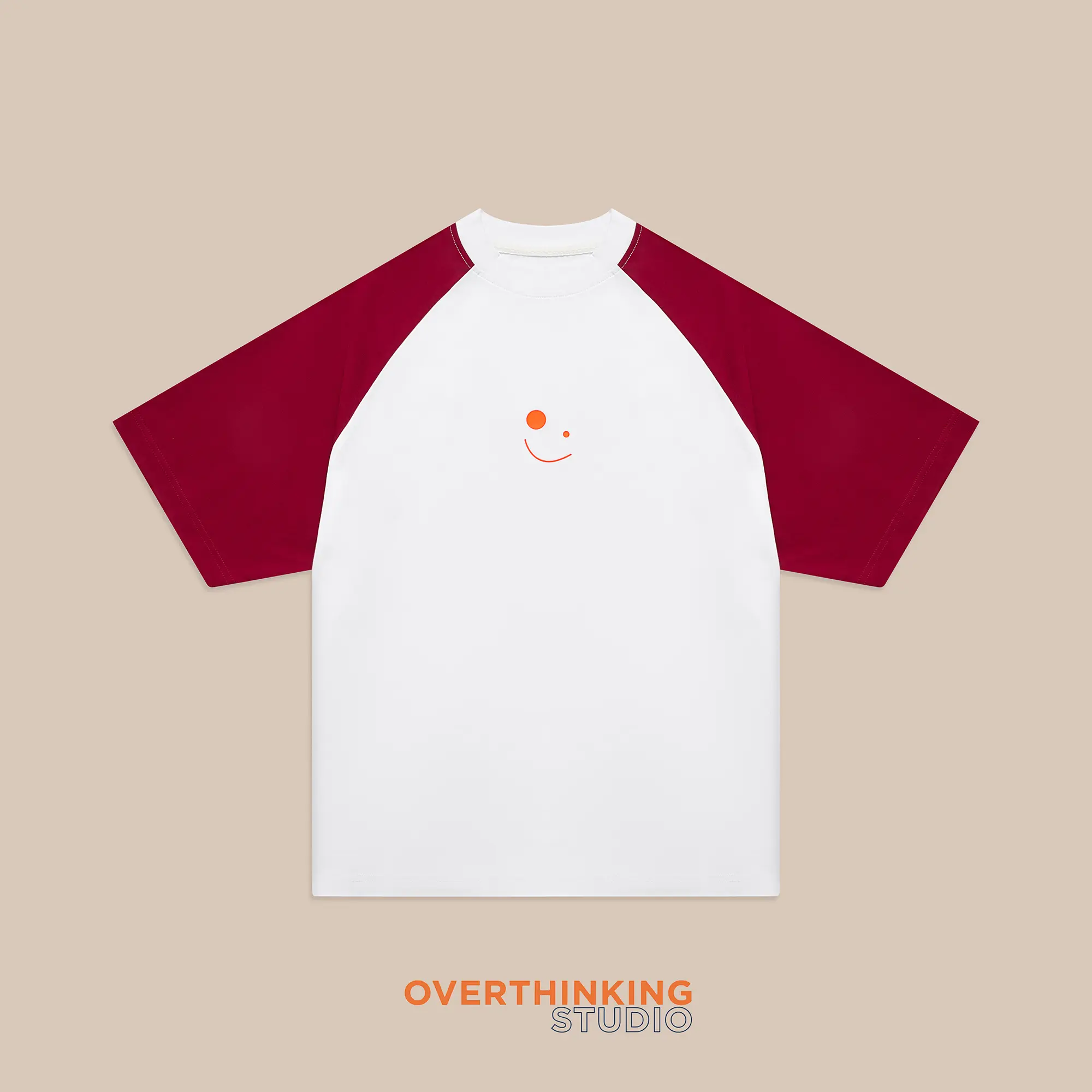 Áo Raglan Trắng Phối Tay Đỏ Oversize - O.T Raglan T-Shirt - Menswear, Nam