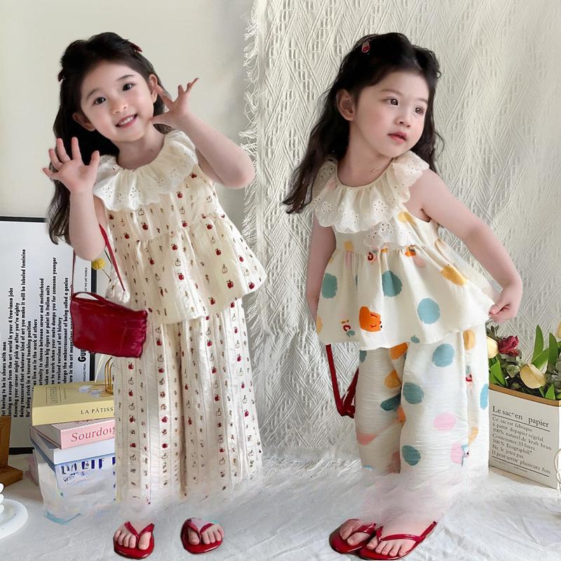 Bộ Đồ Hai Mảnh Cho Em Bé Gái, Áo Vest Và Quần Ren, Phong Cách Hàn Quốc, Bộ Đồ Thời Trang Trẻ Em, Thích Hợp Cho Bé 1-7 Tuổi