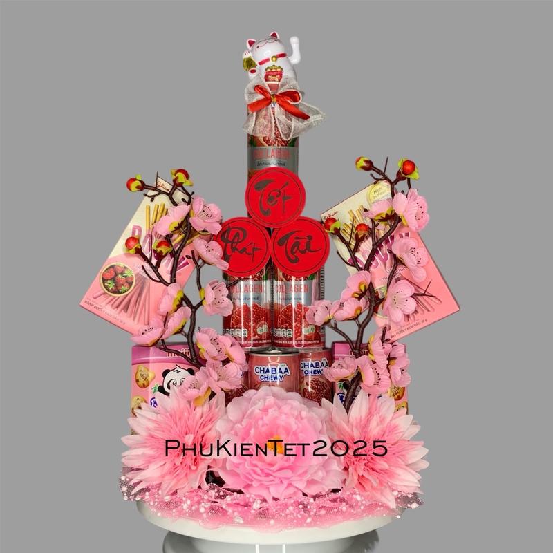 [Tặng đế + keo] Mã D1 13 phụ kiện trang trí tháp cực đẹp và đơn giản có tặng keo nến tháp bánh tết 2025 tráp