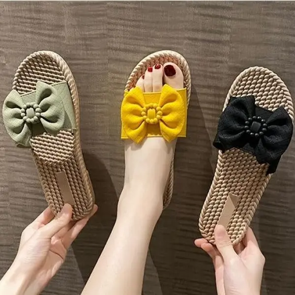 Dép Lê, Thời Trang Nữ Mùa Hè Ngoài Trời, Không Trơn Trượt, Khử Mùi, Chống Mài Mòn, Nhẹ, Thiết Kế Mới Dễ Phối Đồ Ins Nơ, Phong Cách Hàn Quốc, Bộ Sưu Tập 109000 Người DéP Slipper Có Quai Women