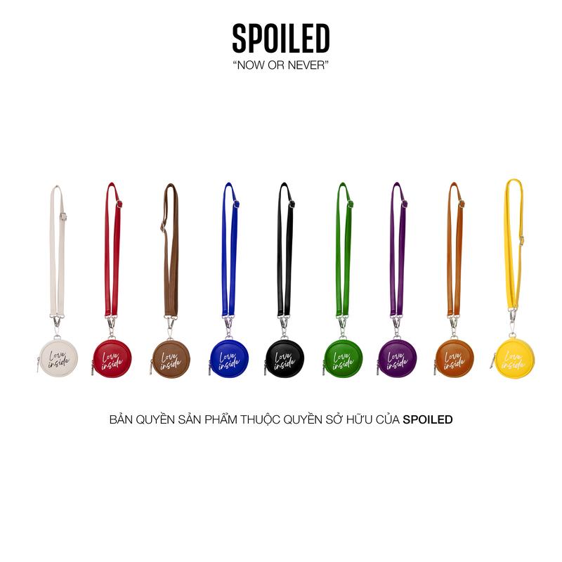  SPOILED Túi ví tròn đeo chéo Da cao cấp   7 màu 