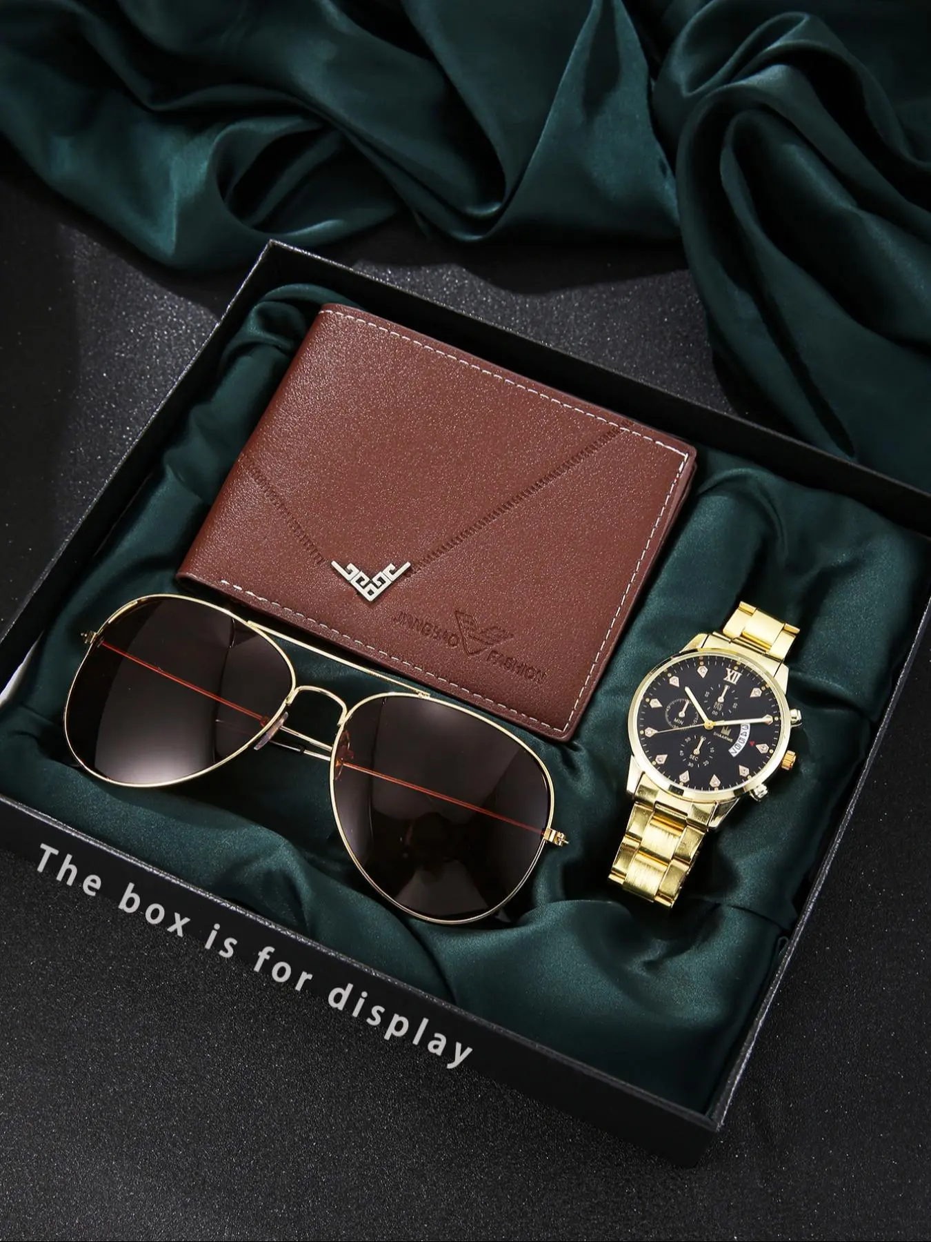 Men's Business Fashion Watch & Sunglasses & Wallet Set, Fashion Watch Watch Set for Party, Daily Clothing Decor, Trendy All-match & Exquisite Watch Set for Birthday Gift