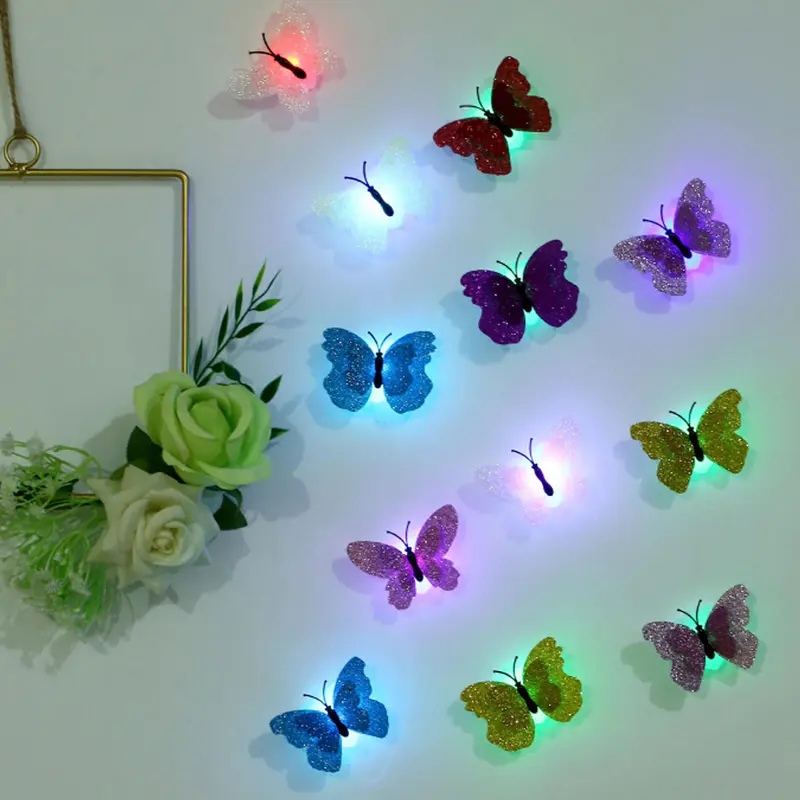 Đèn Ngủ Bướm, Hai Lớp, Sáng Tạo, Đèn Bướm Phát Sáng Đầy Màu Sắc, Đèn Tường Trang Trí Đèn LED Có Thể Dán Được, # 464910 4