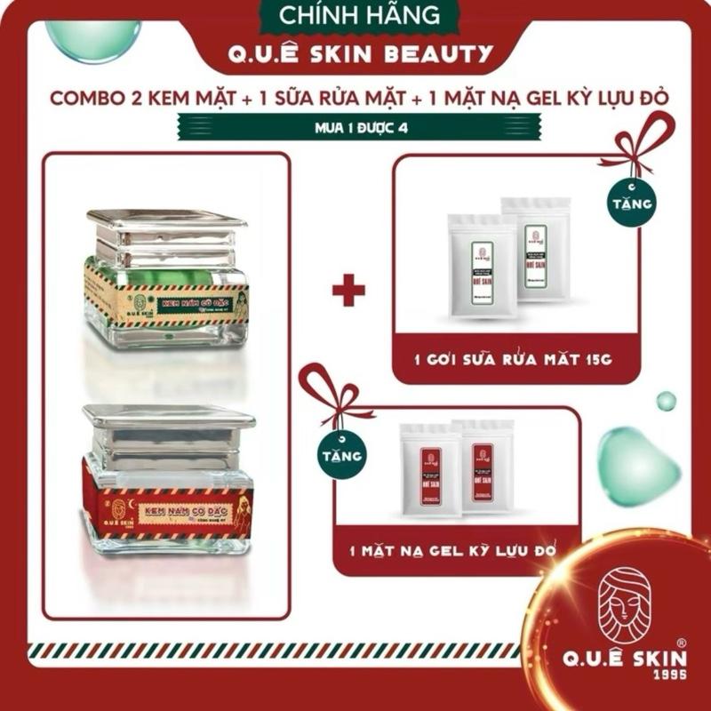 Combo lớn bộ cặp 2 kem 1 ngày 1 đêm Quê Skin hỗ trợ dưỡng da 1 bộ 30g 2 hộp Tất cả các loại da