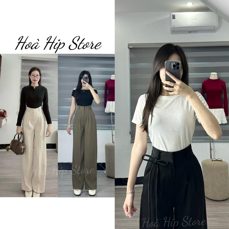{1M46 ĐẾN 1M72} Quần ống suông lưng cao ĐỈA KÉP, CHẤT TRƯỢT NHẬT MỀM , RỦ kèm dây có tháo dời được siêu hách dáng và trendy - Women, Nữ - Pants