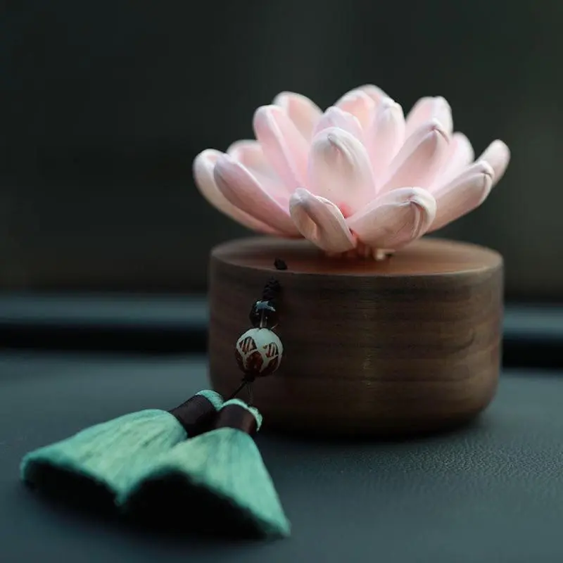 Bình Hoa Gỗ Hoàng Dương Liên Hoa Sen Cao Cấp Trang Trí Ô Tô Sang Trọng 6
