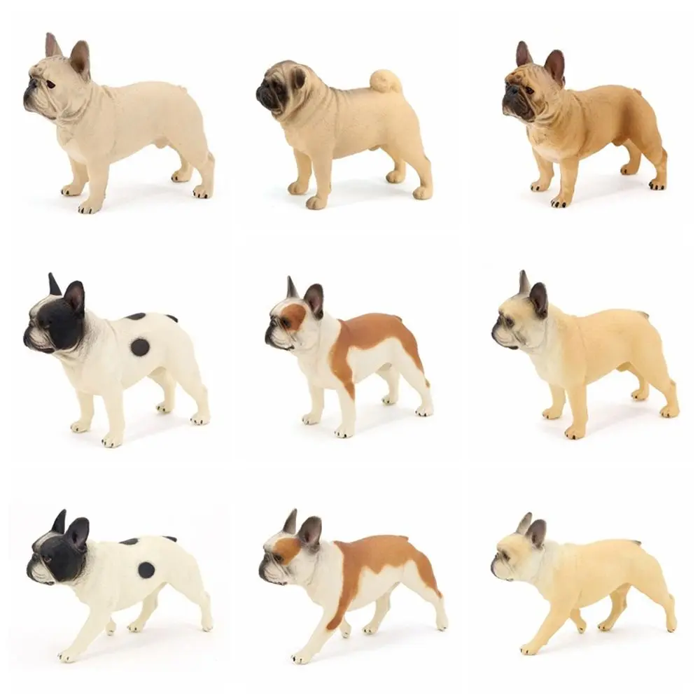 Children's Toys Realistic Bulldog Figurine Farm Dog Simulation Dog Animal Model Miniature Educational French Bulldog Figure Fairy Garden Decoration