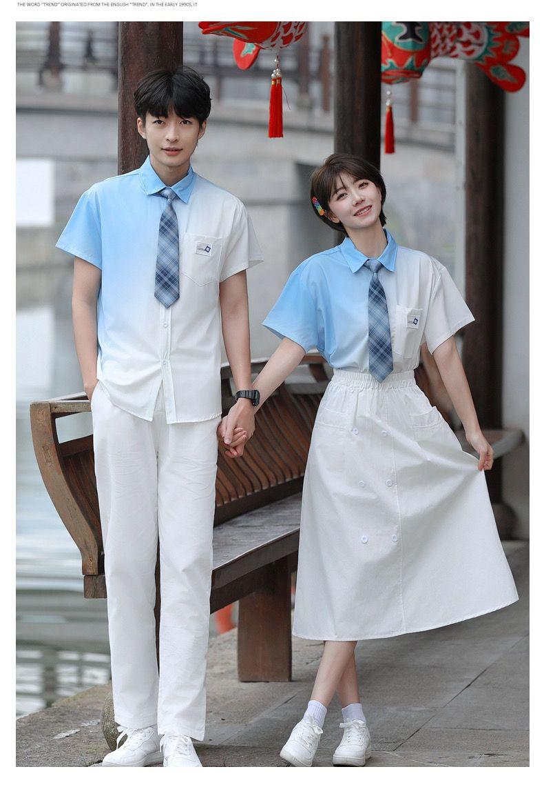 Product Introduction of Graduation Class Outfit Set - Trendy Gradient Color Short Sleeve Shirt |     School Uniform for Middle School Students, Performance & Recital |     Stylish Academic Wear (Boys & Girls) 12