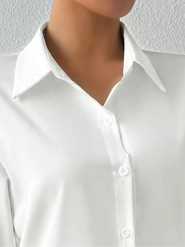Women's Solid Color Button Bodysuit, Casual Comfy Long Sleeve Bodysuit for Work Office Business, Ladies Clothes for Spring 5