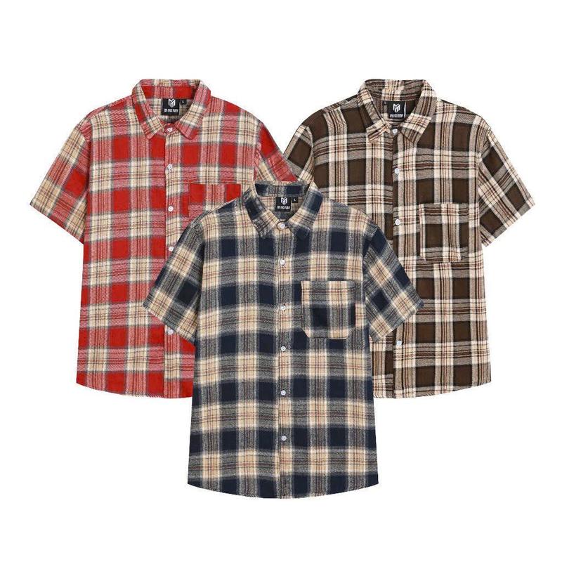 Áo Sơ Mi Cộc Tay nam Kẻ Caro Mix Túi Ngực LAVADO Form Regular Menswear Phong Cách Thời Trang Trẻ Trung Năng Động Áo Cộc Tay Nam Áo Cộc Thời Trang Nam Nữ Có Cổ Shirt sominam  dep