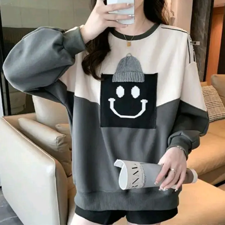 SWEATER WANITA SMILE KUPLUK CREWNECK - SWEATER BASIC OBLONG