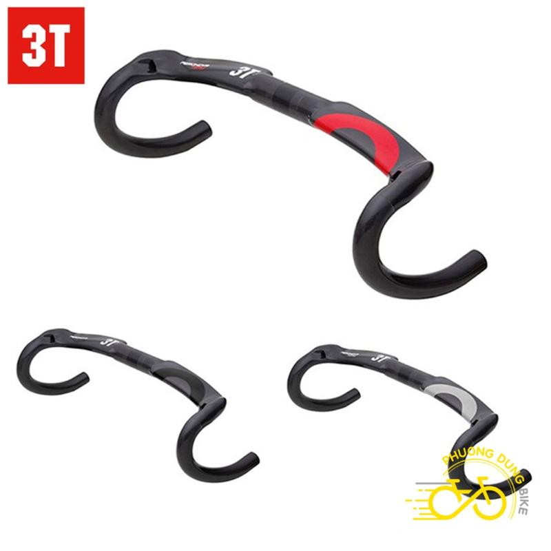 Ghi đông cong dẹp xe đạp road Carbon 3T 400 420 x 31.8mm