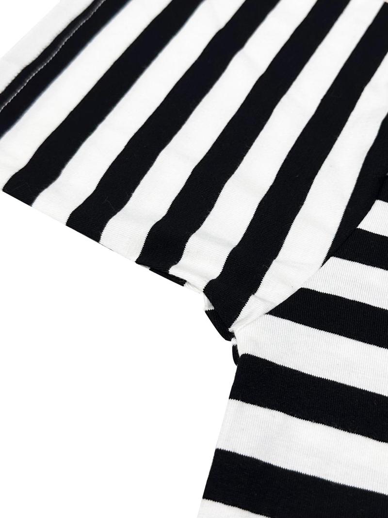 Product Introduction of Women's Striped Print   Tee, Casual  Round Neck T-shirt for Summer, Ladies Clothes for Daily Wear 6
