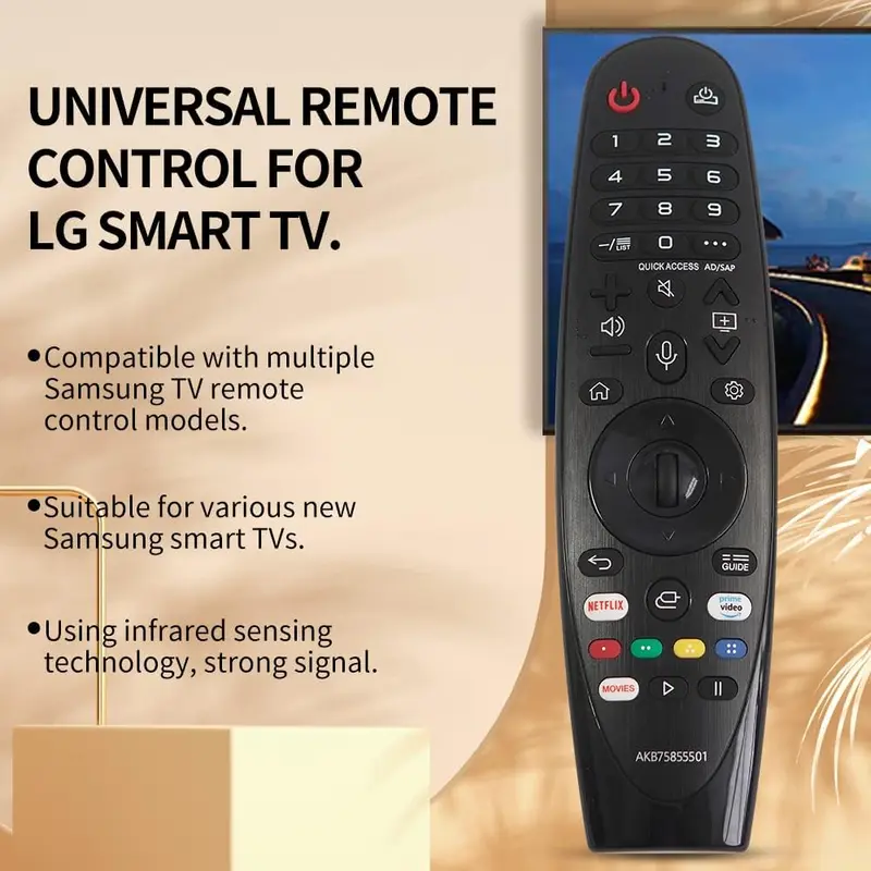 Điều khiển từ xa thay thế, cho TV thông minh LG, Điều khiển từ xa hồng ngoại, Phù hợp với nhiều mẫu TV thông minh LG, Không có chức năng giọng nói, Không có chức năng con trỏ 1