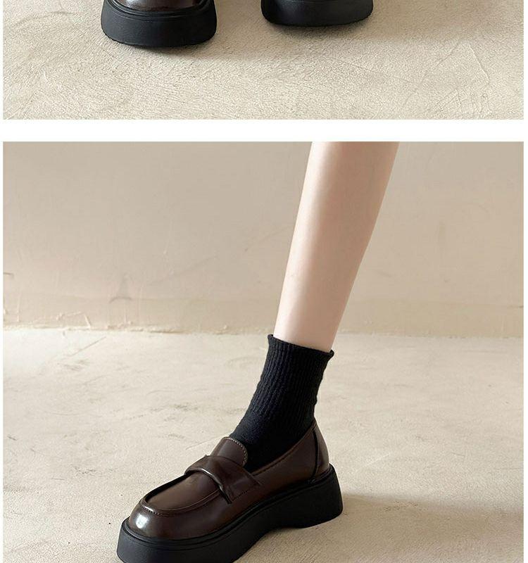 Product Introduction of British Style Women's Leather Shoes 2023 Summer Autumn New Thick-Soled Black Loafers Retro Slip-On Mary Jane Shoes nam 27