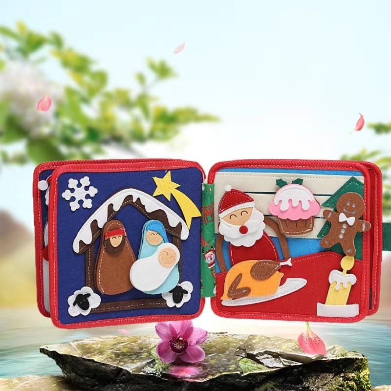 Product Introduction of Children's Tear-Proof Deer Book, Good Night Felt Quiet Book Toy, Early Education Pop-up Book, Enlightenment Baby Cloth Book jumping  cactus 13