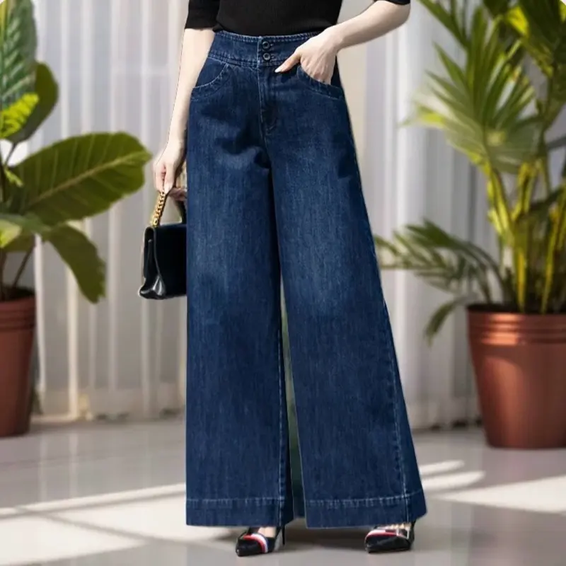[ Có BIGSIZE ] Quần jean bò dày vải demin nữ ống xuông lưng cao 2 cúc (M68)