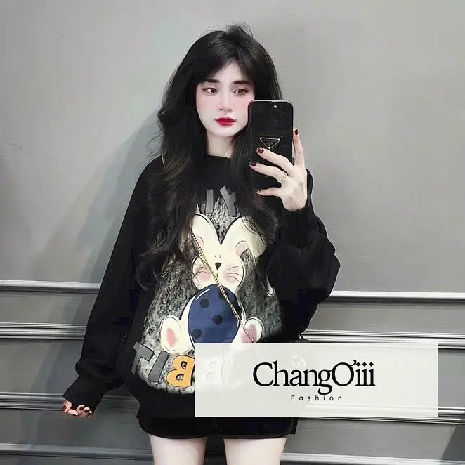 Áo nỉ thỏ có khoá sườn hot trend độc lạ Chang Ơii Top Nữ