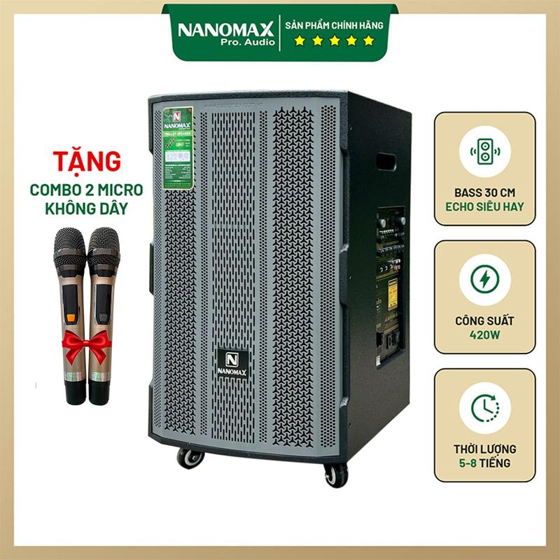 Loa Kéo 4 tấc Nanomax SK-1201 Bass 30cm 420W Karaoke Bluetooth Tặng Kèm 2 Mic Chống Hú loa  4 loa  nanomax s02 Củ Loa Nghe Nhạc nanomax sk15d5 Kem
