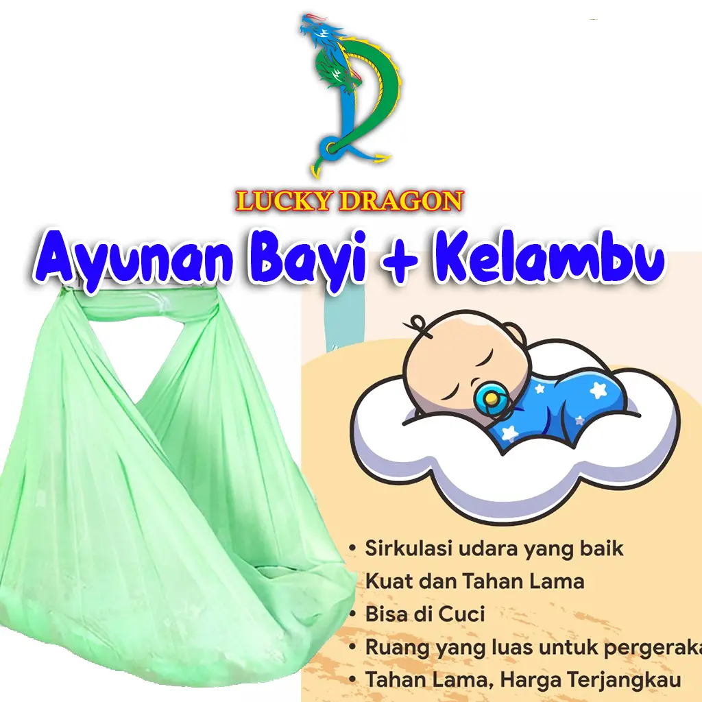 Kain jala ayunan bayi Free Kelambu Lucky Dragon termurah (Set kain Ayunan + Kelambu)
