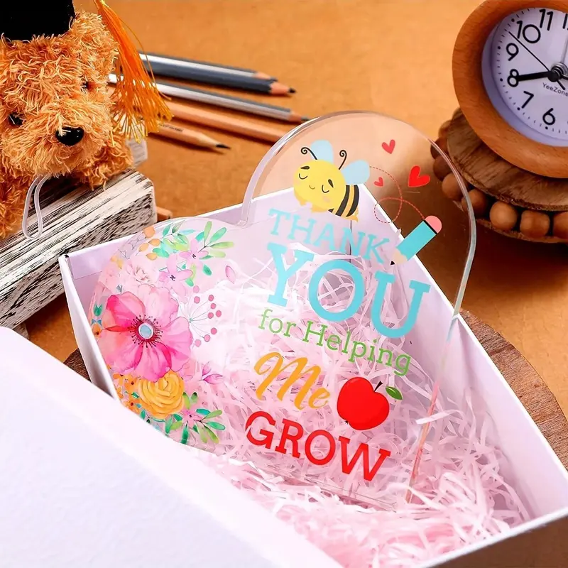 Thank You Acrylic Ornament, 1 Count Unique Birthday Gift for Elders, Teachers, Friends, Sister and Best Friend, Flowers, Decorations 4