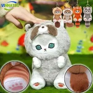 Vinnatsu  Genuine  Cat Fushandi Shark Cat Disguise Raccoon Squirrel Panda Plush Doll Pendant Ornaments