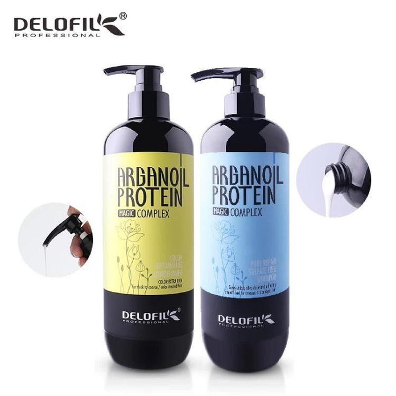  Cặp Dầu Gội Dầu Xả dưỡng ẩm Collagen Delofil 500ml và 800ml Hương Nước Hoa Dưỡng Tóc Nữ 