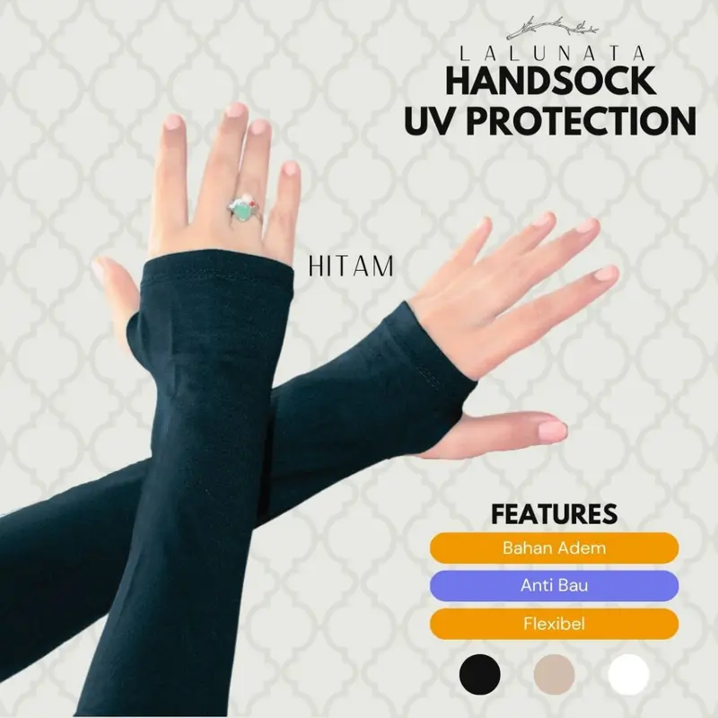 Manset Tangan Handsock Sarung Lengan Panjang Lubang Jempol Panjang Polos Anti Sinar UV By Lalunata 2