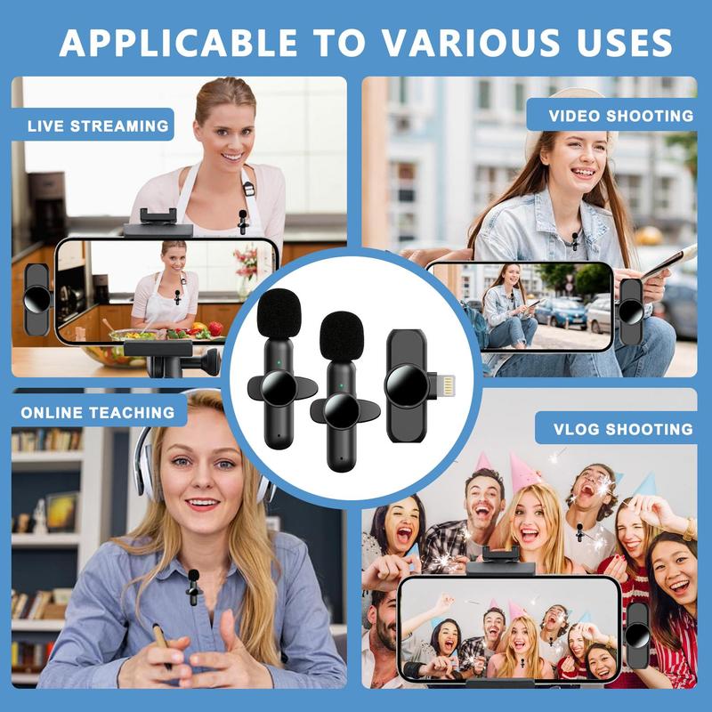 Wireless Lavalier Microphone, USB Rechargeable Microphone, Noise Canceling Microphone for Live Streaming, Voice Recording, Home Theater 7