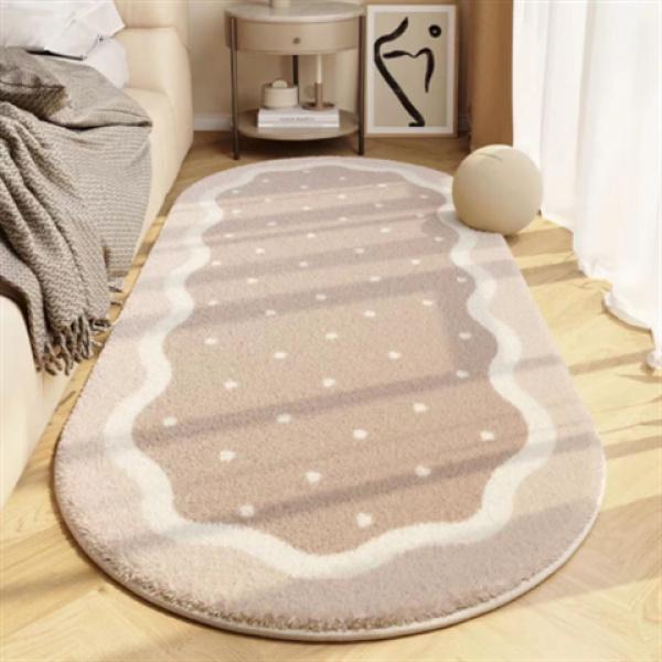 Thảm Đầu Giường Phòng Ngủ Chính, Phong Cách Kem, Hình Dạng Bất Đối Xứng Làm Bằng Cashmere, Thảm Trải Sàn, Có Thể Giặt Bằng Máy, Thích Hợp Cho Phòng Khách, Bàn Sofa Và Thảm 8